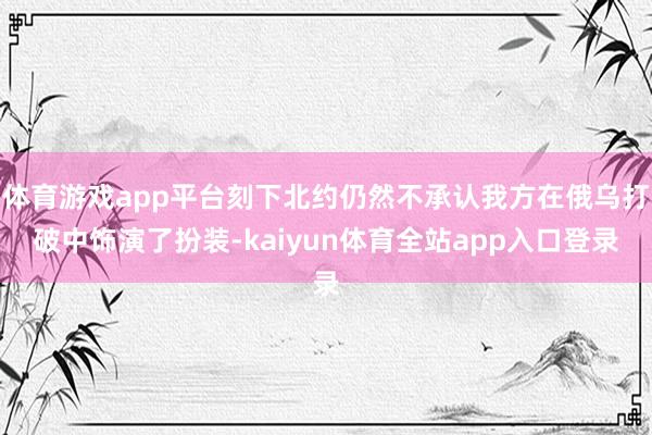 体育游戏app平台刻下北约仍然不承认我方在俄乌打破中饰演了扮装-kaiyun体育全站app入口登录