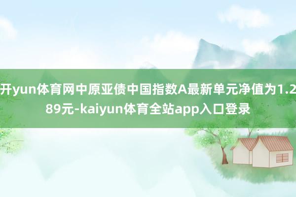 开yun体育网中原亚债中国指数A最新单元净值为1.289元-kaiyun体育全站app入口登录