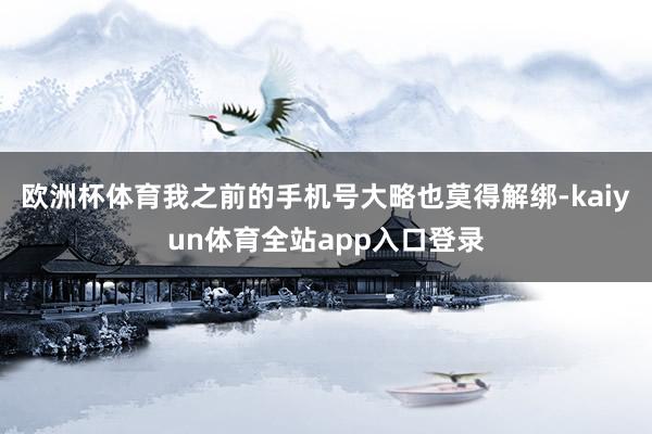 欧洲杯体育我之前的手机号大略也莫得解绑-kaiyun体育全站app入口登录