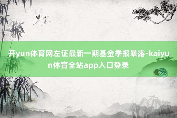 开yun体育网左证最新一期基金季报暴露-kaiyun体育全站app入口登录