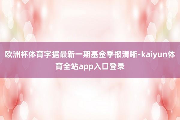 欧洲杯体育字据最新一期基金季报清晰-kaiyun体育全站app入口登录