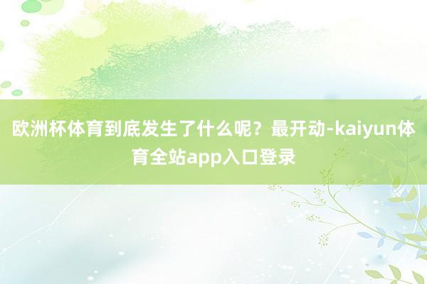 欧洲杯体育到底发生了什么呢？最开动-kaiyun体育全站app入口登录